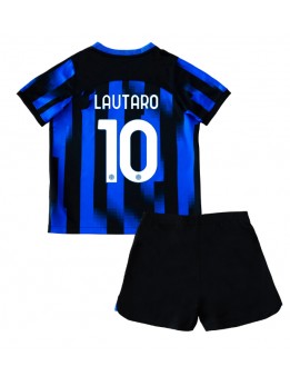 Otroški Nogometna dresi replika Inter Milan Lautaro Martinez #10 Domači 2023-24 Kratek rokav (+ hlače)
